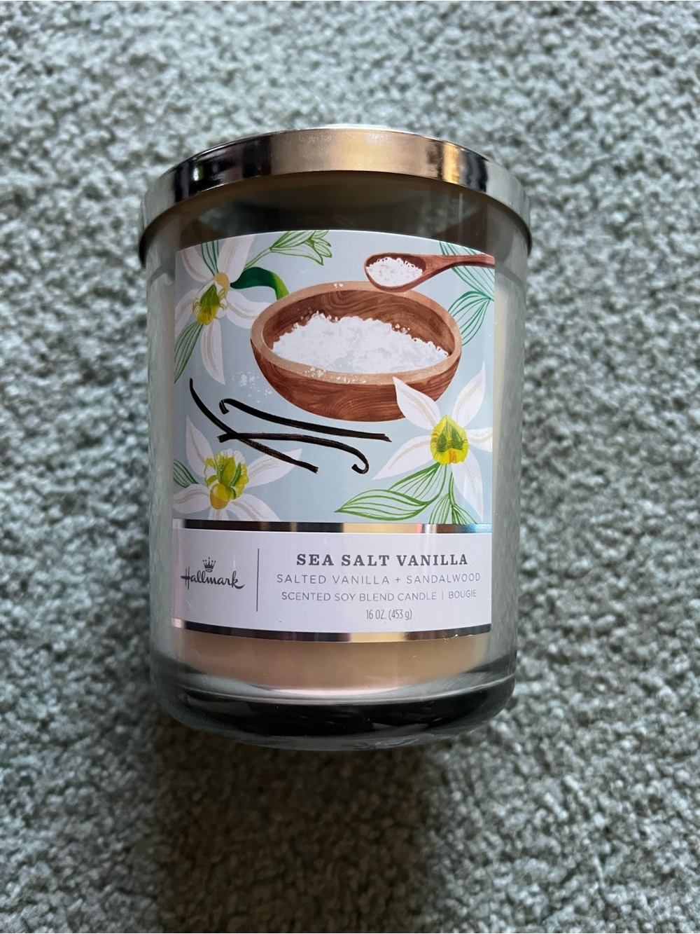 Hallmark Sea Salt Vanilla Candle - Cream & Gold Lid
